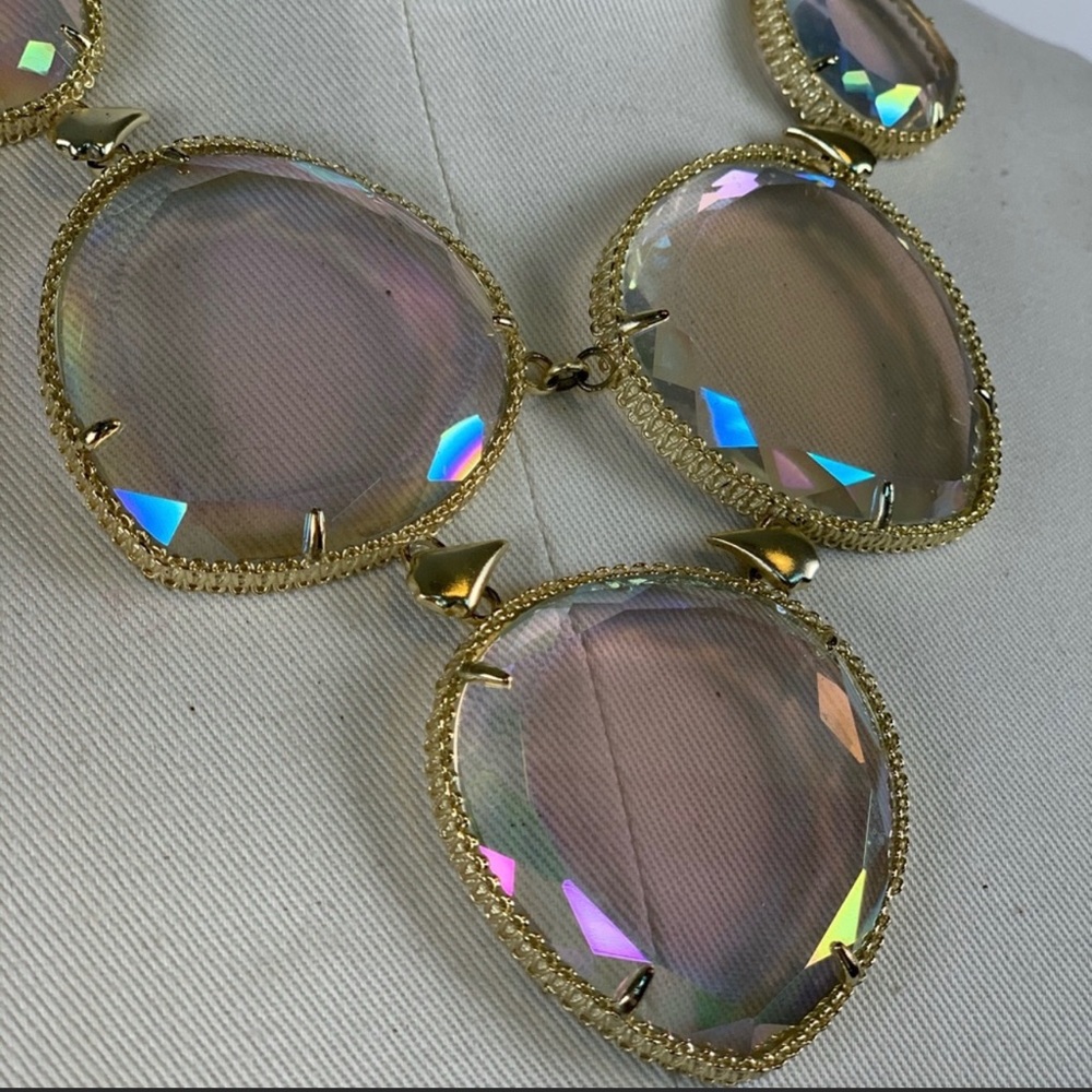 NWOT Rare & Retired Kendra Scott Rebecca Necklace Iridescent & Yellow Gold WOW! - Picture 11 of 14